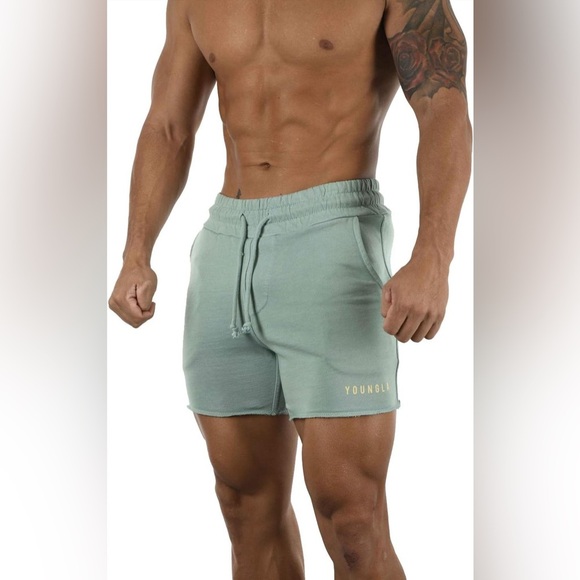 YoungLA Other - YoungLa Bodybuilding Slim Fit Gym Athletic Terry Sweat Shorts Teal